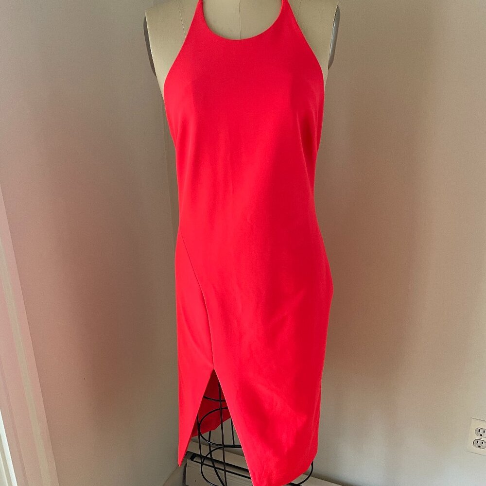 Bardot, neon mini slit dress, size 8, M - Color pink